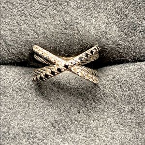 David Yurman Crossover Ring, Authentic, RARE, diamonds, black diamonds